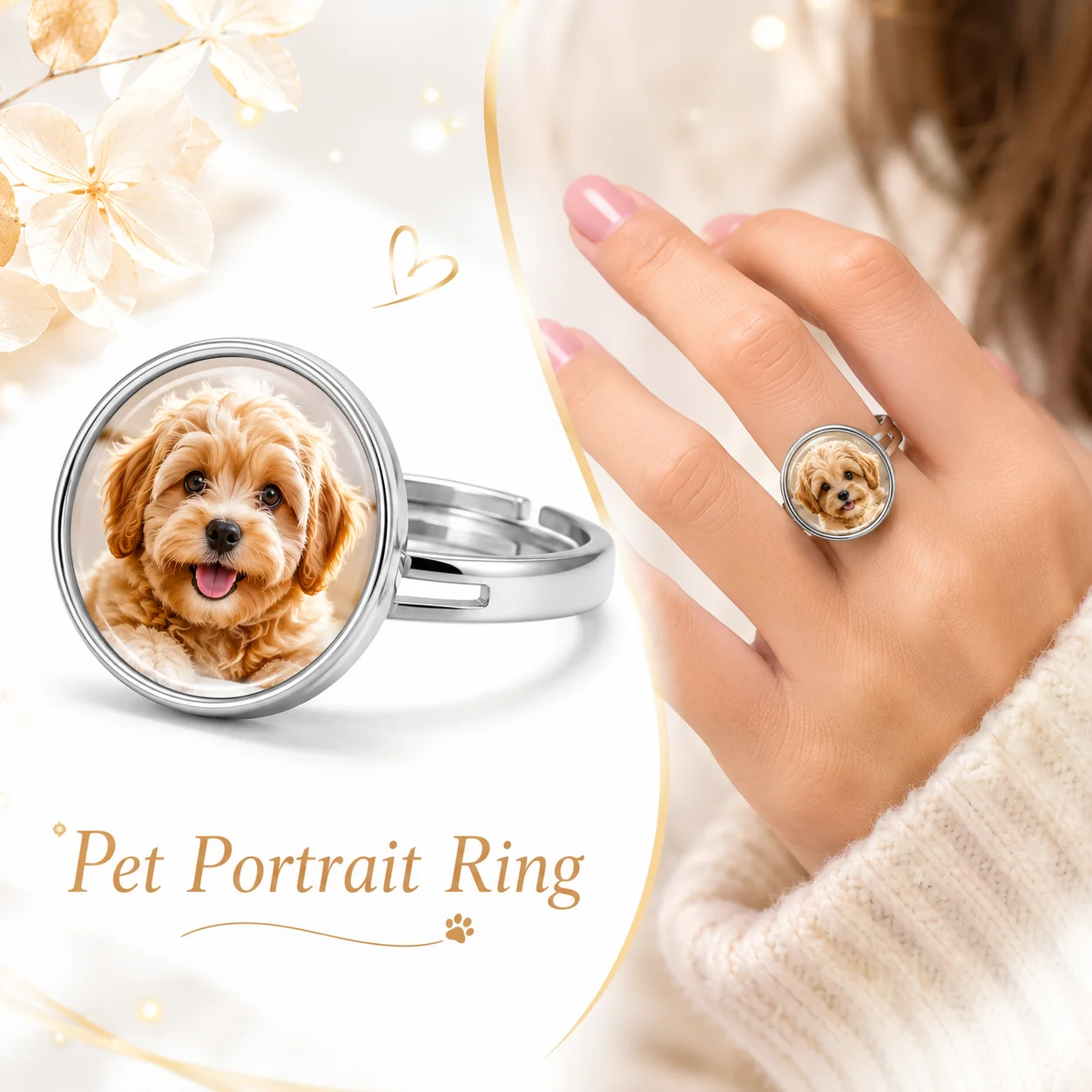 Initial Ring Custom - Bague personnalisable avec photo et logo,