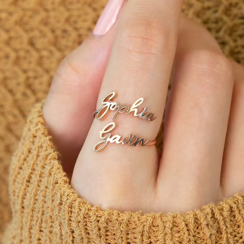 Initial Ring Custom - Bagues personnalisées à Double nom pour
