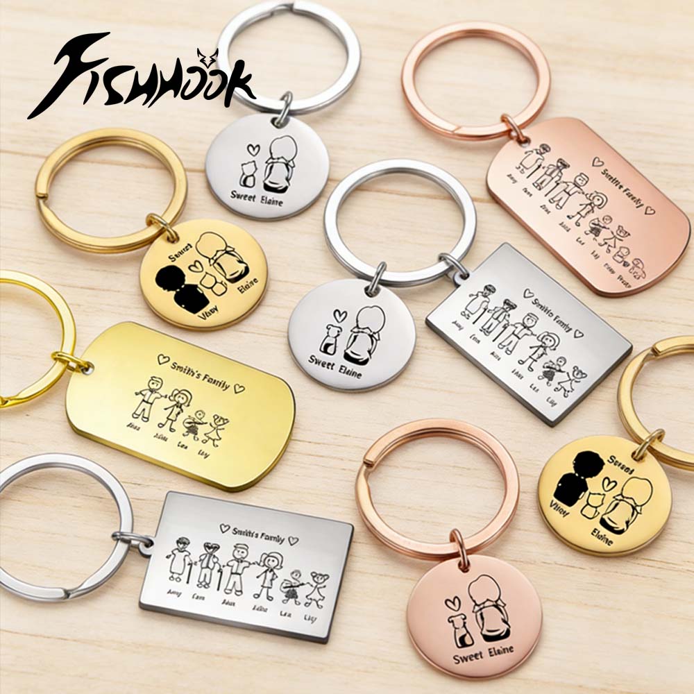 Initial Ring Custom - Porte-clés personnalisé pour la famille, porte-clés