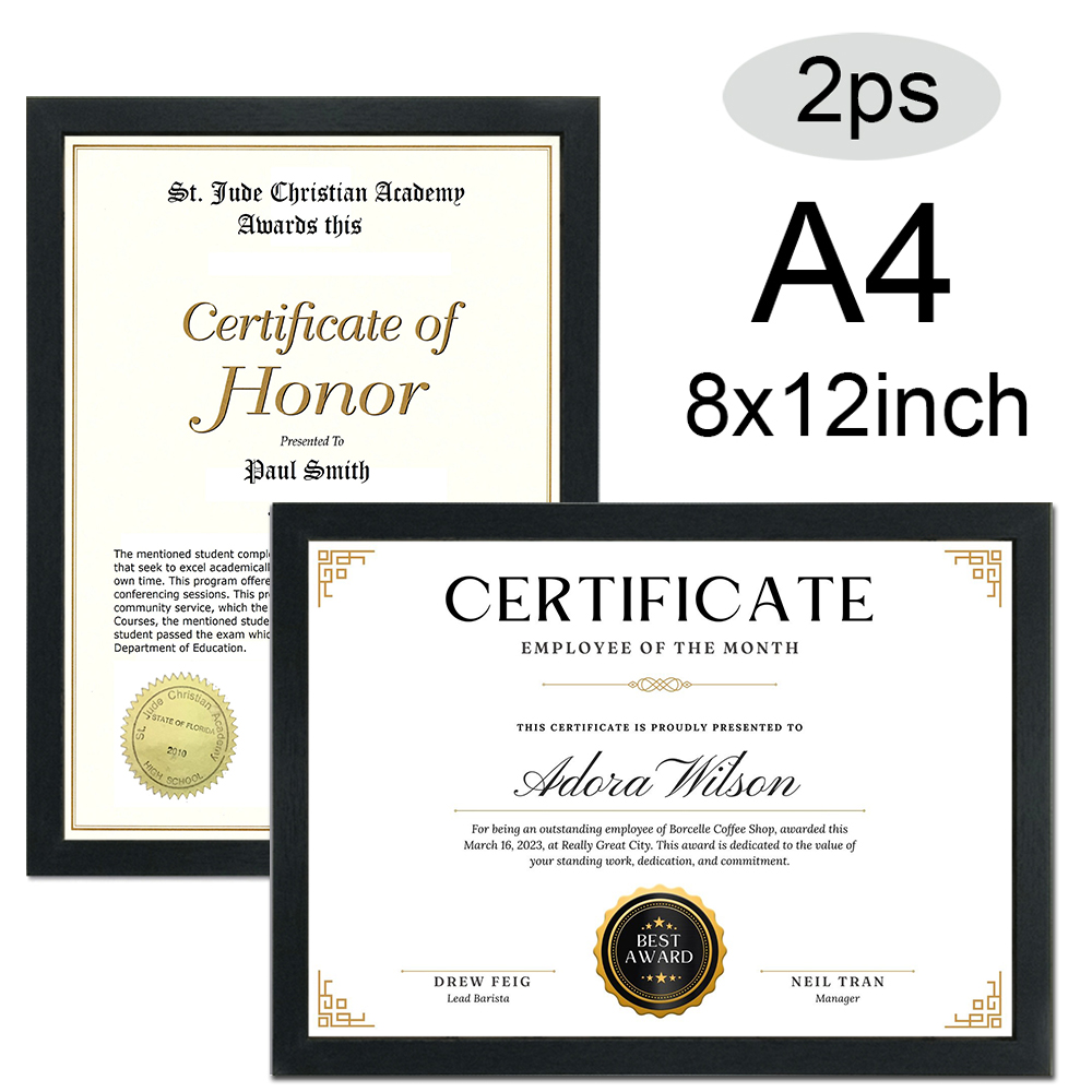 Engraved Wood Frame - Lot de 2 cadres photo noirs