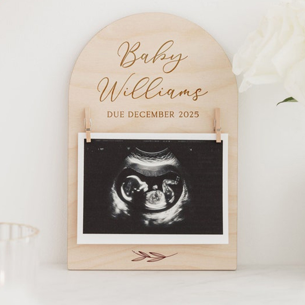 Panneau d'annonce de grossesse - Engraved Wood Frame avis et prix