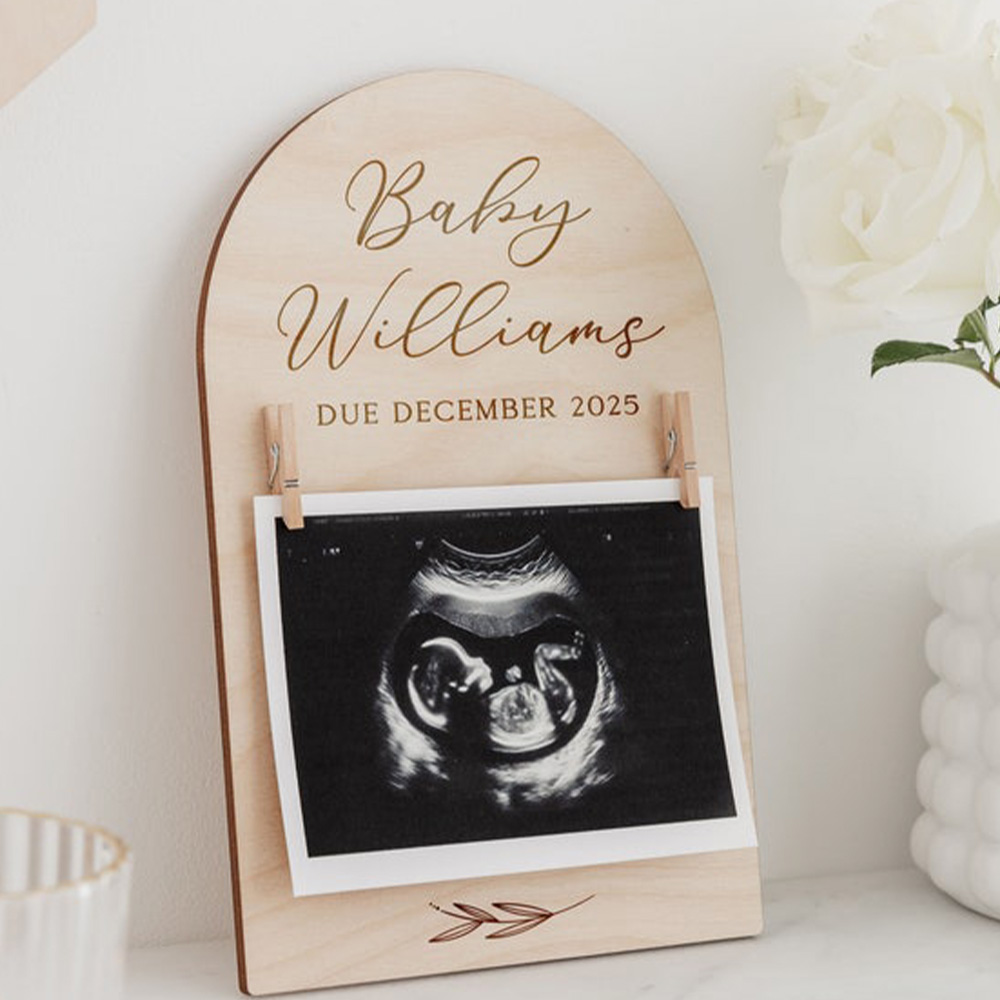Panneau d'annonce de grossesse - Engraved Wood Frame avis et prix
