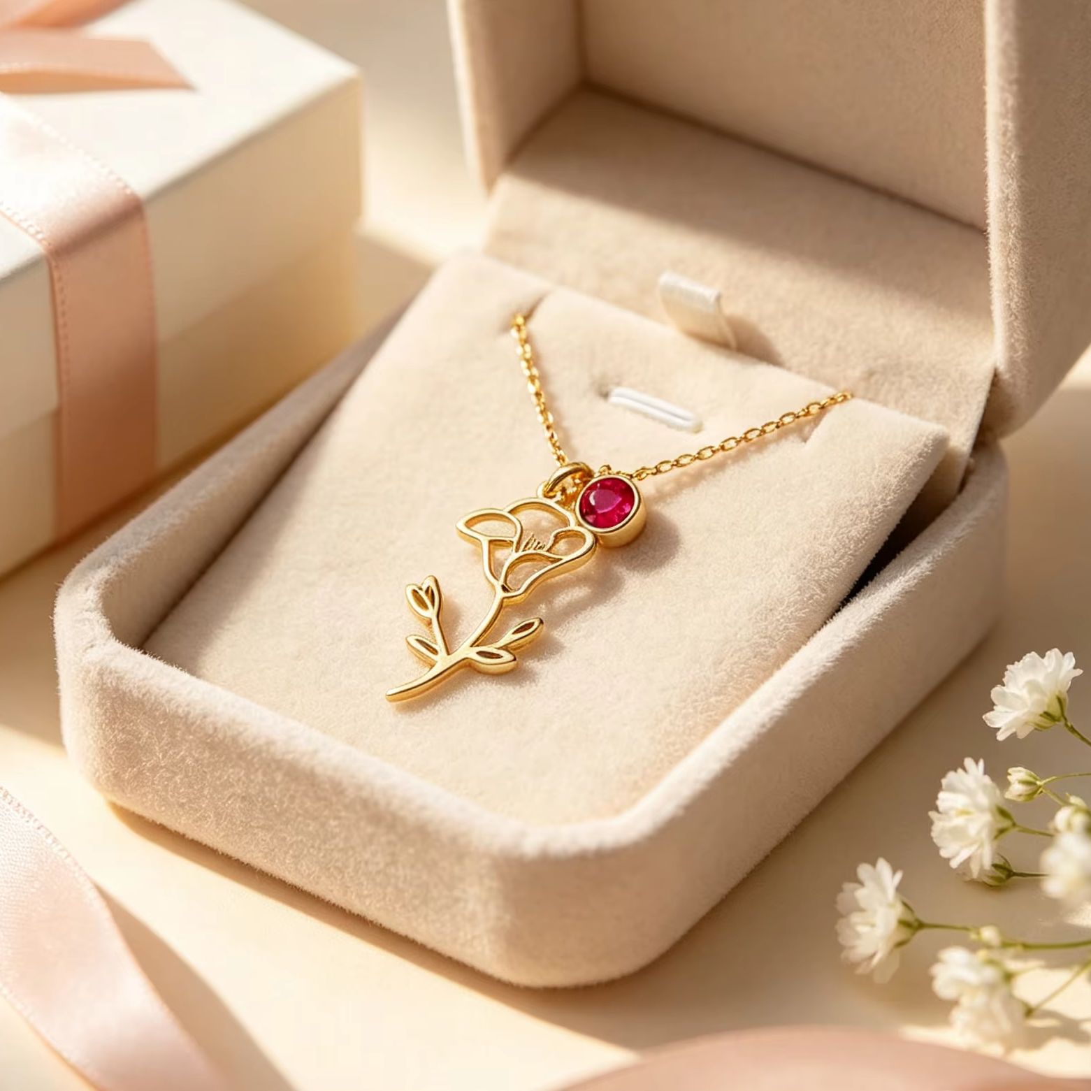 Collier Pendentif en Acier Ino - Birth Flower Necklace avis et prix